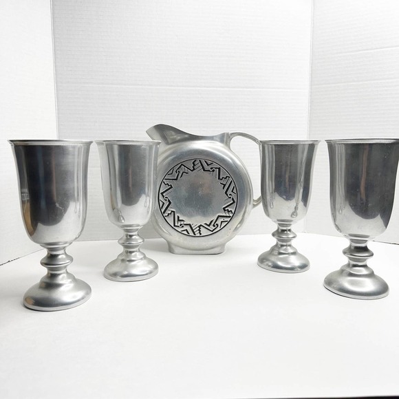 Mid Century Wilton Armetale Mount Joy Pitcher & Four Goblets - Picture 4 of 10